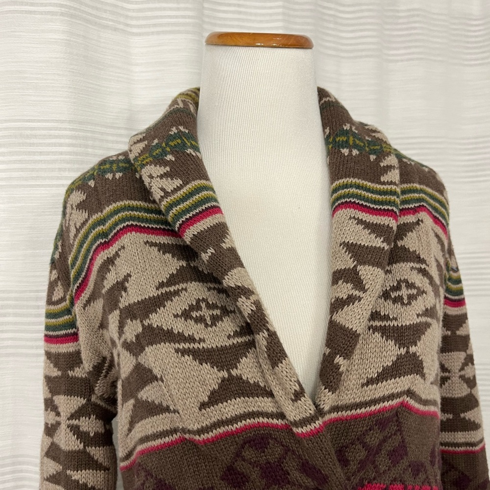 Eddie Bauer Green Aztec Print Button Front Cardig… - image 5